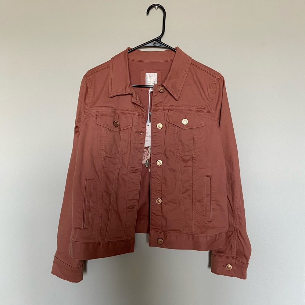 BNWT Lauren Conrad Blush Jean Jacket with Floral Embroidery - Size M